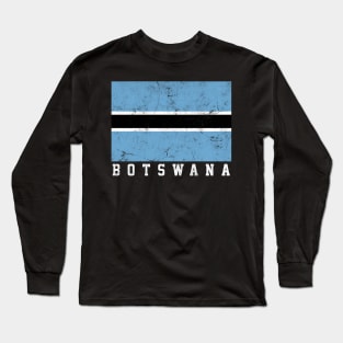 Botswana / Vintage Look Flag Design Long Sleeve T-Shirt